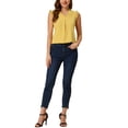 thumbnail image 3 of INSPIRE CHIC Women's Ruffled Sleeveless Pullover V- Neck Work Blouses Tops L Yellow, 3 of 7