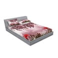thumbnail image 2 of Ambesonne Tree Fitted Sheet & Pillow Sham Set, Dream Garden with Poppies, Full, Mauve Red, 2 of 2