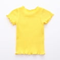 thumbnail image 4 of Aihuaihua Toddler Girls' Short Sleeve T-Shirt Cotton Crewneck Ruffle Trim Top for Toddler 18M-6Y Yellow 18-24 Months, 4 of 4