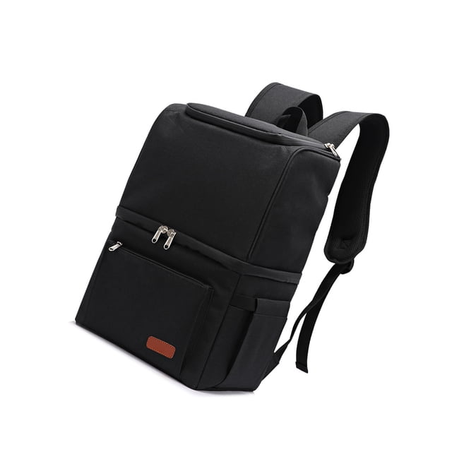 Naiovety Bolsa de almuerzo aislada hombro ajustable al aire libre cerveza vino grande resistente al desgarro contenedor de alimentos Picnic Kits de desorden para acampar Negro