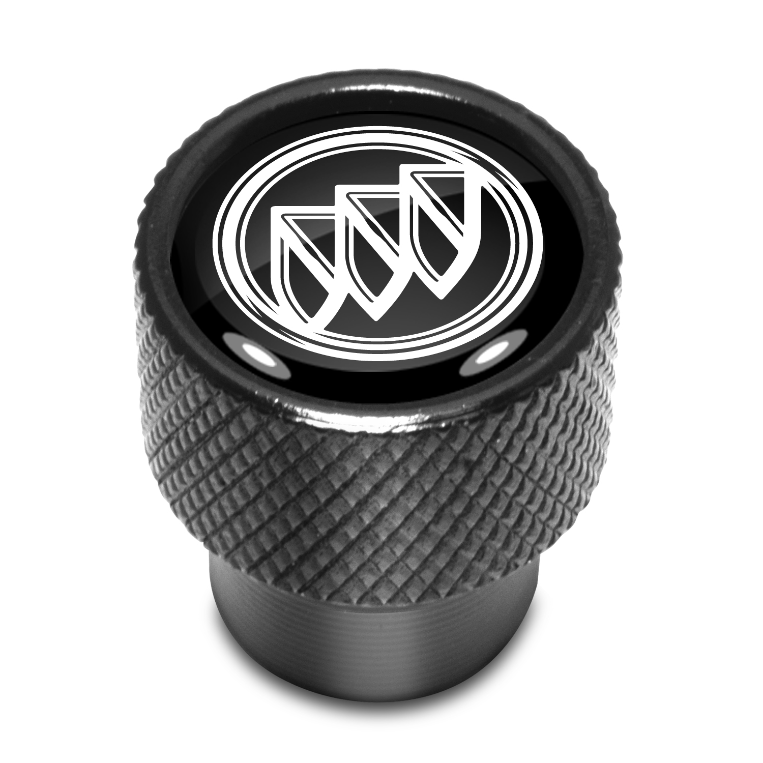 Buick Logo in Black on Black Aluminum Tire Valve Stem Caps