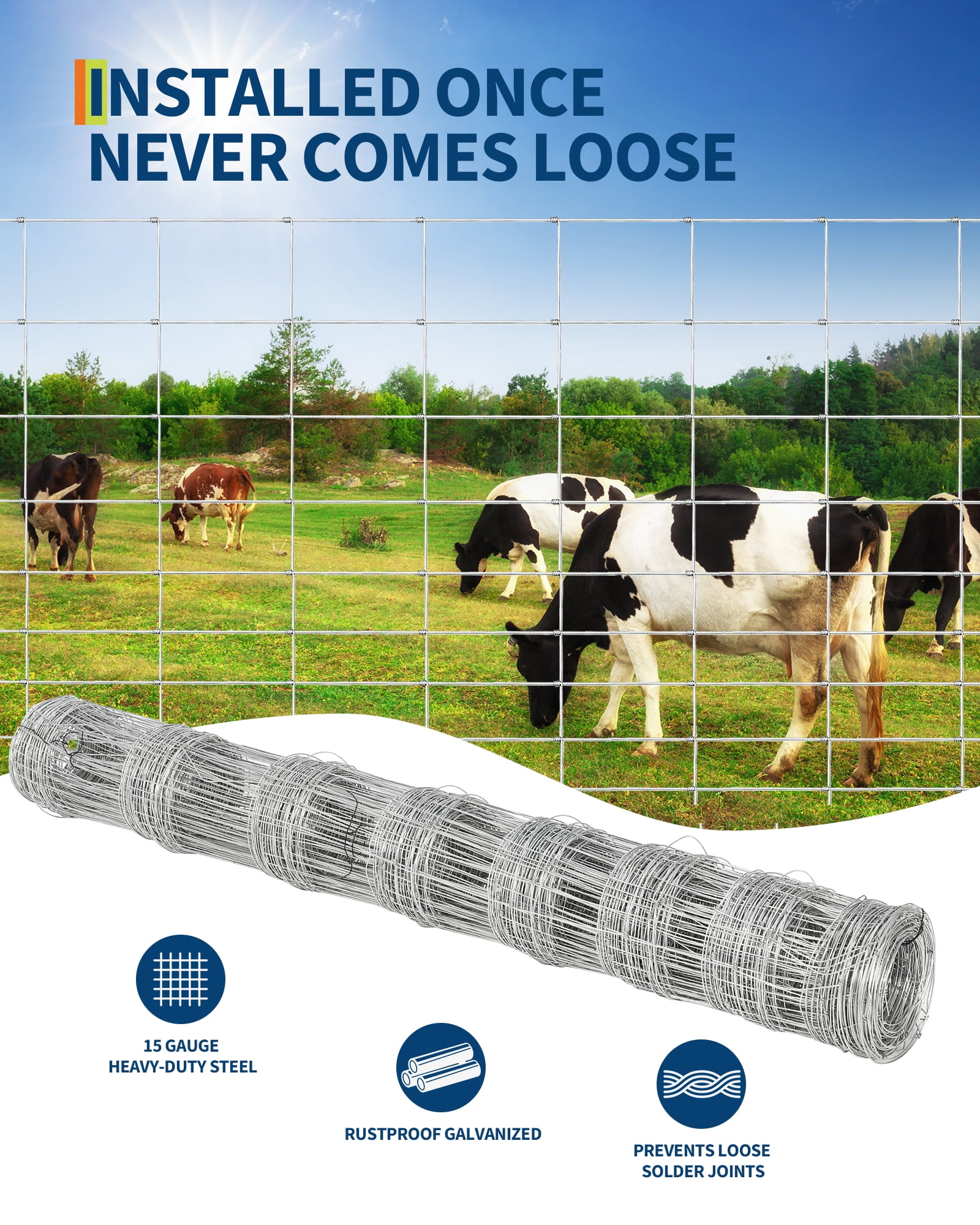 Galvanized Steel Garden Fence - Welded Wire Mesh for Livestock & Plants,164ft*6FT