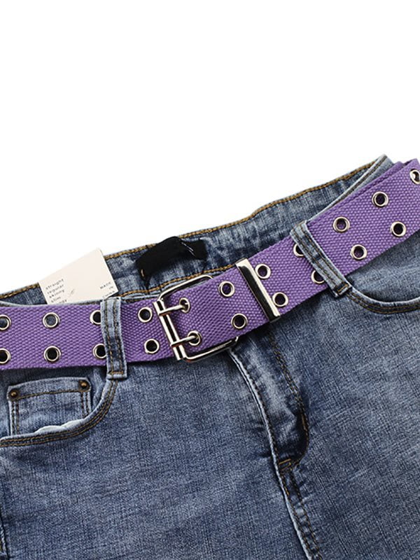 Double Grommet Leather Belt Double Prong Belt Buckle 2 Hole Grommet Belt for Women or Men