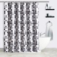 thumbnail image 1 of Cortina de ducha con estampado de mosaico, tejido de poliéster impermeable con ganchos, antimoho y antibacteriano para baño (180x200cm, gris (mosaico)) Fason WLJ-3597, 1 of 5