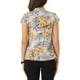 thumbnail image 3 of Blusas de trabajo de satén INSPIRE CHIC para mujeres, blusa casual de negocios con mangas de capucha, floral, vintage, tamaño XS, gris y albaricoque, 3 of 6