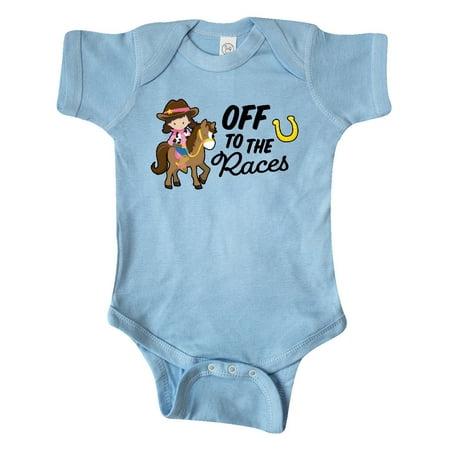 

Inktastic Off To The Races with Cowgirl on Horse Gift Baby Girl Bodysuit