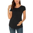 thumbnail image 2 of Ecavus Maternity Tops Short Sleeves Pregnancy Tunic for Women Black S, 2 of 4