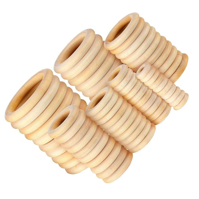 Phenofice 100 Pcs Anneaux en Bois à Grand Trou pour Accessoires de Rideaux et Fêtes