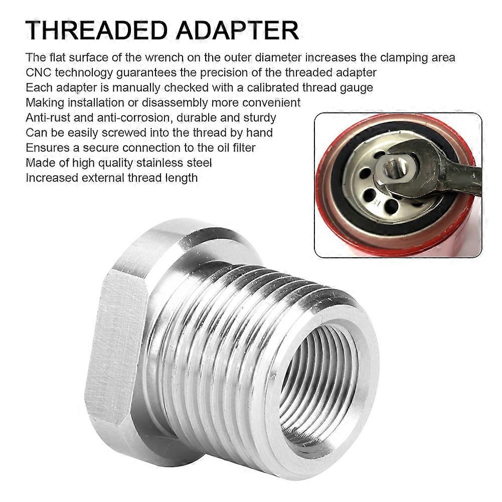 Oil Filter Threaded Adapter Connector 1/2‑28 to 3/4‑16 Auto Engine ...