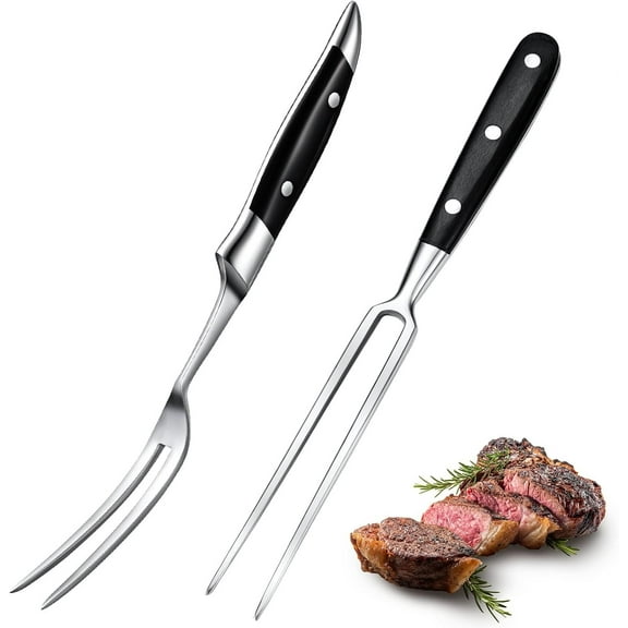 Carving Fork for Meat Set of 2 - Stainless Steel 12" Meat Fork with Long Heat-Resistant Handle, Durable and Convenient for Grilling, Cooking, Serving - Classic Two-Prong BBQ Design