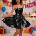 thumbnail image 3 of Vestido de Cintura Alta Pantalones Cortos Mujeres Chica Picante con Papel de Oro Brillante Cuero Patente Dulce Color Rendimiento Traje Fiesta de Cumpleaños Vestido Corto para Mujeres Fiesta, 3 of 6