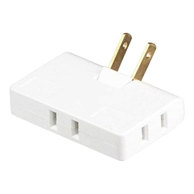 3-Outlet Rotating Multi-Angle Plug Adapter with 10 A Current Rating and 2500 W Power Capacity