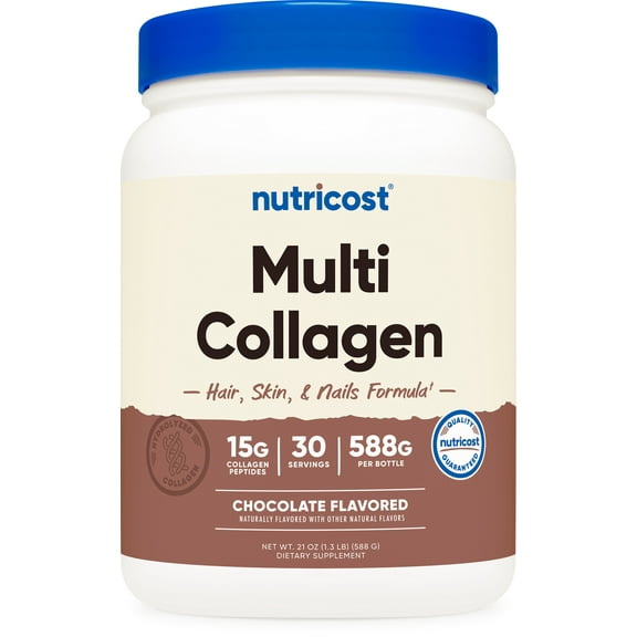 Nutricost Multi Collagen   Beauty & Protein Powder (Milk Chocolate Flavor) 30 Servings - with Biotin and Collagen Peptides, Non-GMO, Gluten-Free