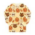thumbnail image 6 of NOEGOEU 2-9 Years Toddler Boys Girls Halloween Pajamas Kids Long Sleeve Cute Sleepwear Set (Beige,6-7 Years), 6 of 6