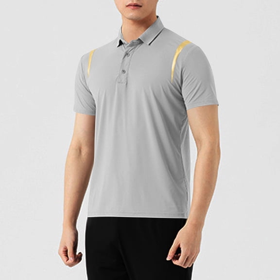Blmnix Big And Tall Men's T-Shirts Golf Shirts Pullover T shirt Short Sleeve Gray Collared Polo T Shirts for Men,XXXL