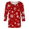 thumbnail image 4 of GA WEIHUA Clearance Sales,Women's Tops 3/4 Sleeve Round Neck Christmas Printed Tshirts Cute Tunic Loose Fit Pullover Blouses & Basic Tees(Red,Large), 4 of 5