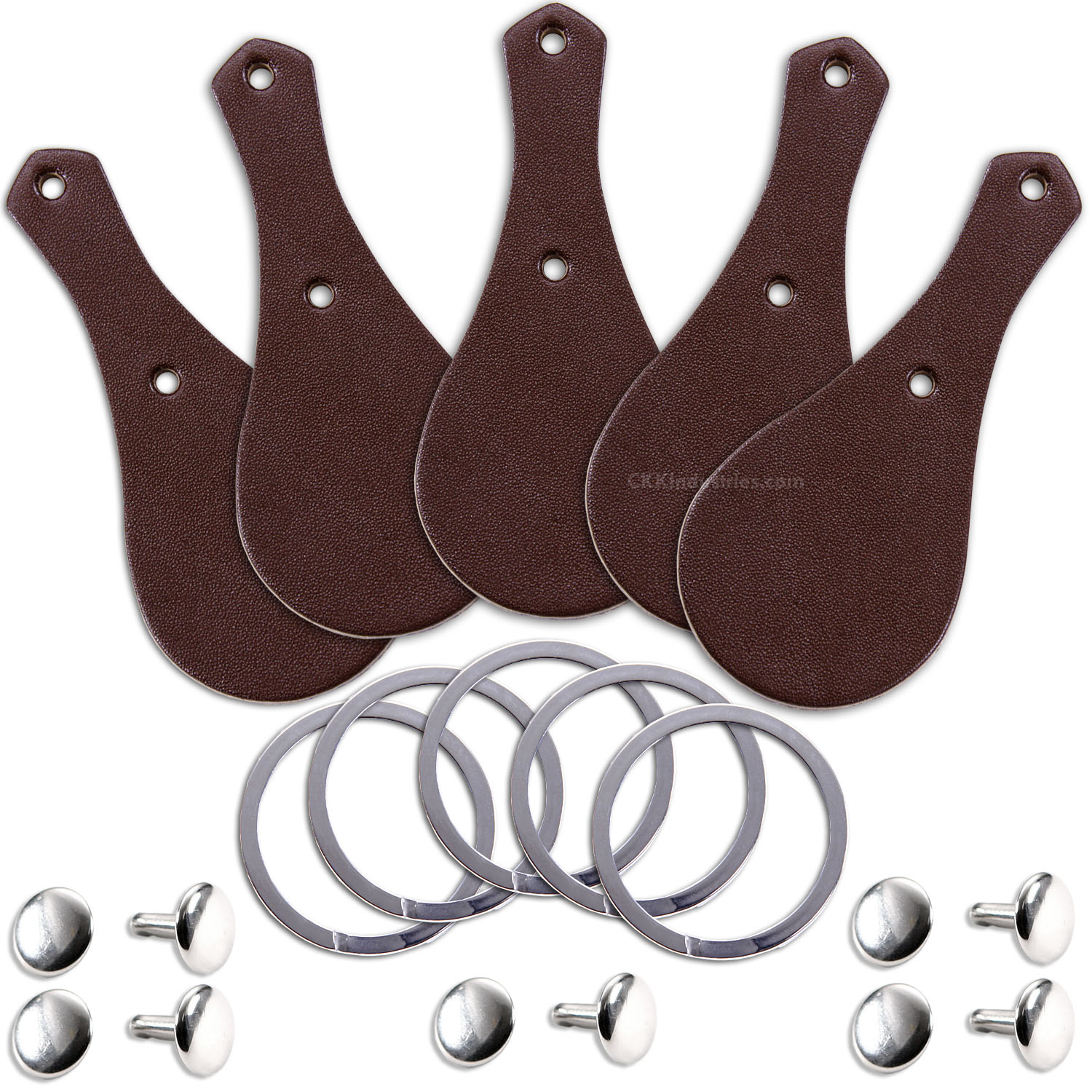 Keychain Fob Kit Leather Key Fob Kit - Chocolate Leather (8-9oz) - Rivet (Nickel) - Key ...
