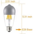 thumbnail image 2 of GFDYREE Half Silver Bowl Tipped, LED Filament Bulb, Dimmable, ST21 4W (40W Equivalent), 350 Lumen, 2700K (Warm White), Medium Base E26, CRI 85+, 110-120v, UL-Listed (6 Pack) (4W, ST21), 2 of 6