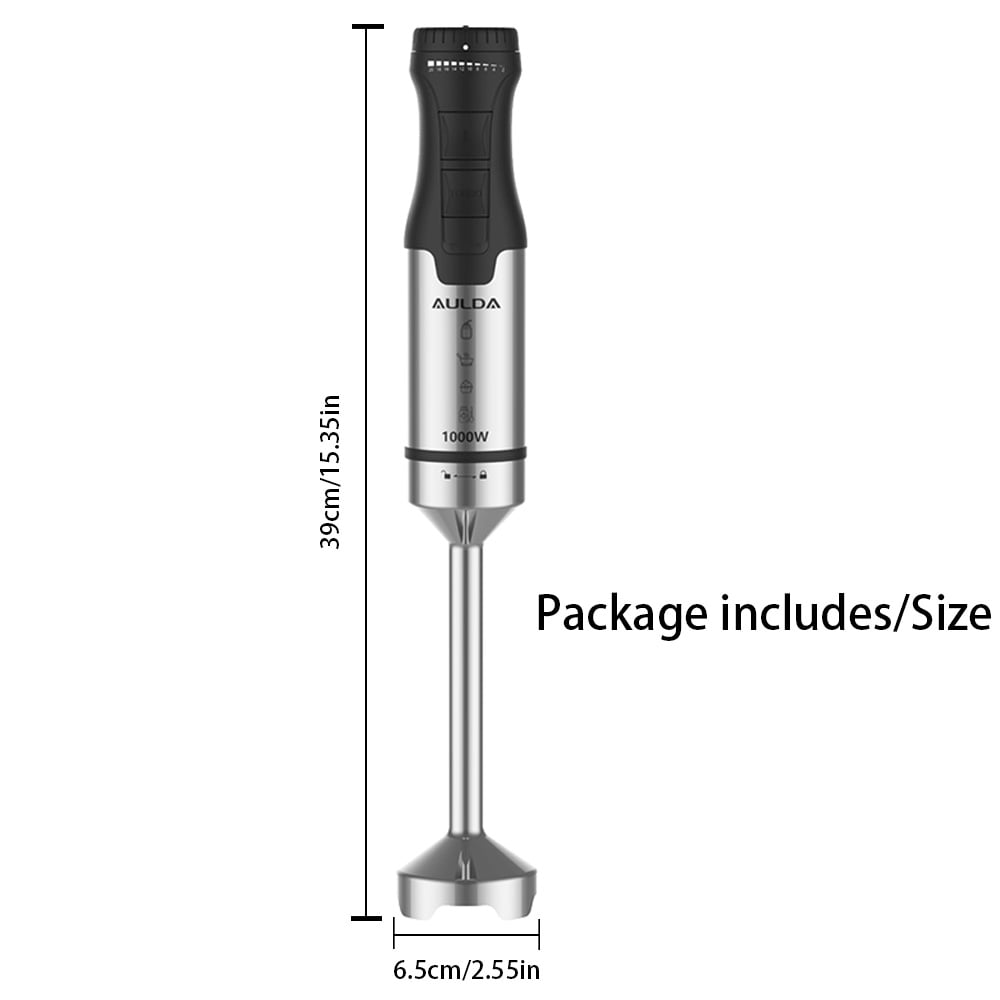 Aulonda Electric Immersion Blender 1000W 20-Speed Hand Blender Ergonomic Handle Commercial Immersion Blender Handheld Hand Mixer for Smoothies, Puree Baby Food & Soup