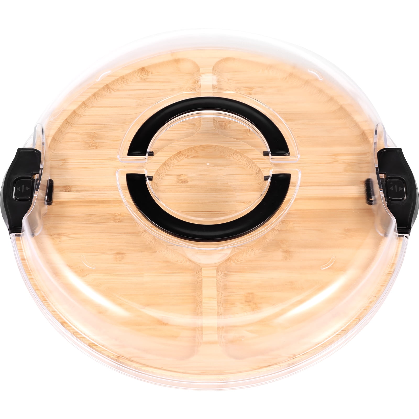 Ihvewuo Cheese Board Covered Fruits Platter Serving Tray Round Charcuterie Board with Lid Large Capacity Divided Design for Party Picnic Camping