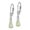 thumbnail image 3 of FJC Finejewelers 925 Sterling Silver Dangle  CZ and Created Opal Teardrop Leverback Earrings 29 x 5 mm, 3 of 6