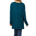 thumbnail image 3 of J. METHOD Women’s Knit Sweater Long Sleeve V-Neck Thermal Waffle Warm Casual Tunic Pullover Side Slit Knitted Top NEWT395 Teal S, 3 of 5