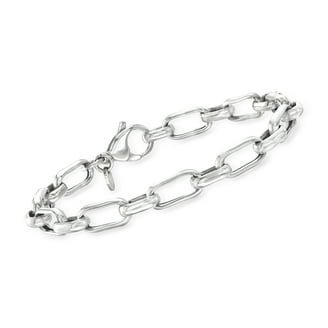 Genuine 925 Sterling Silver Paperclip Bracelet – Made In Italy, 6.25” To 8” Adjustable