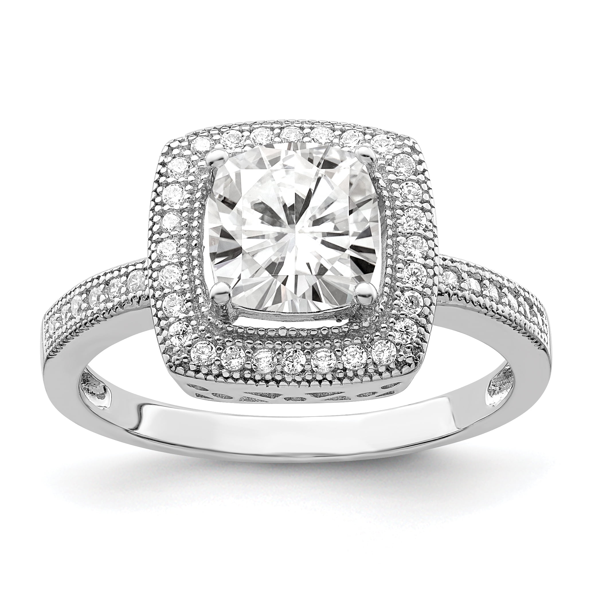 Icecarats 925 Sterling Silver Cubic Zirconia Cz Band Ring Size 7 00 Engagement Side Stone Walmart Com Walmart Com