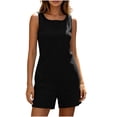 thumbnail image 5 of Sexlip Women Romper Shorts Linen Cotton Mix Lightweight Material Breathable Fabric Easy Care Machine Washable Black XL, 5 of 8