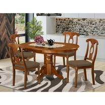 East West Furniture  5 Piece Dining Table Set- an Oval Kitchen Table and 4 Kitchen Dining Chairs, Saddle Brown (Seats Options) AVNA5-SBR-C