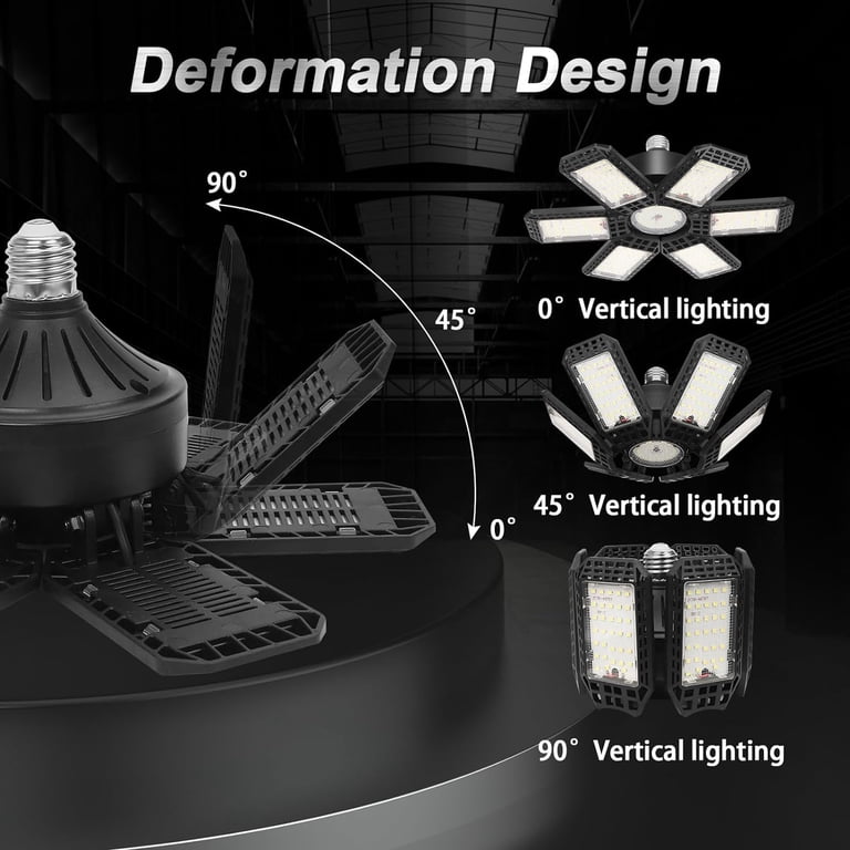 JSOT 10000LM 6500K LED Garage Lights Ceiling Light with 7 Adjustable Panels Ultra Bright Deformable LED Shop Light for Garage Basement Workshop 100W, 1 Pack