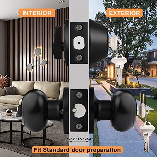 10 Sets of Front Exterior Door Knob Set with Single Cylinder Deadbolts in Flat Black Finish,Keyed Alike