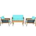 thumbnail image 3 of Topbuy 4 Acacia Wood Weather-resistant Outdoor Conversation Sets with Table and Chairs, Turquoise, 3 of 8