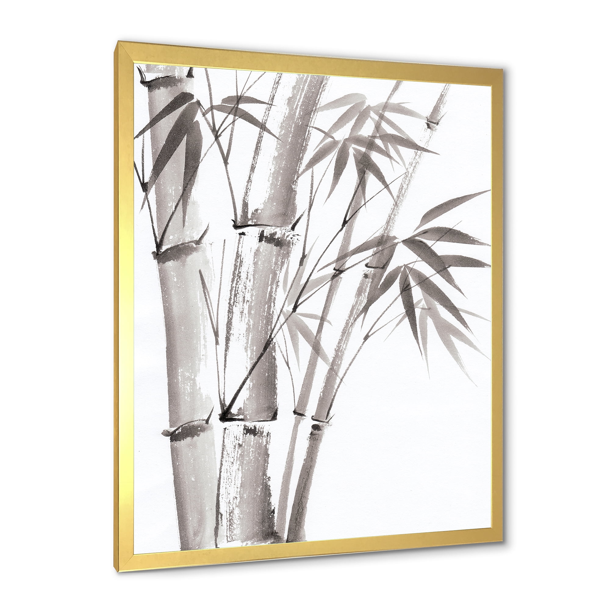 Designart 'Palm Bamboo Detail On White III' Traditional Framed Art Print