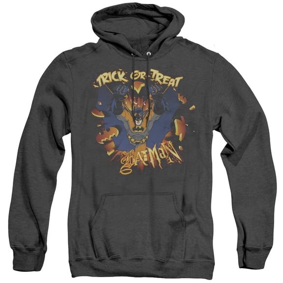 Batman Pumpkin Burst Adult Heather Hoodie Sweatshirt Black