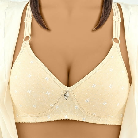 Ndbuld Bras for Women Bras for Women No Underwire Women s Broken Flowers Sexy Comfortable Breathable Exhaust Printing Non-Wired Bra Sales Today Clearance L Beige