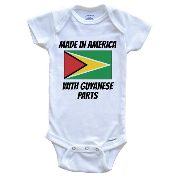 Made In America With Guyanese Parts Guyana Flag Funny Baby Bodysuit - Cute One Piece Baby Bodysuit, 0-3 Months White