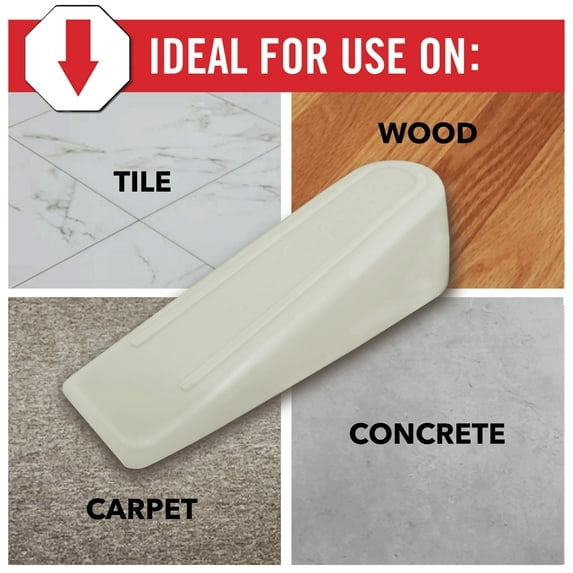 Super Sliders Non-Skid Door Stop, Durable Rubber Wedge Design for Floor Grip and Door Control, for textured surfaces and carpet – 1-Pack, Beige