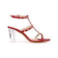 thumbnail image 3 of BLISSFUL STEP Slingback Heel Block Clear Heels Sandals for Women Red (Size 9), 3 of 6