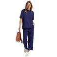 thumbnail image 3 of Ronuti Two Piece Sets for Women Summer Outfits Oversized Wide Leg Crop Pants Lounge Sets Airport Beach Vacation Clothes, 3 of 9