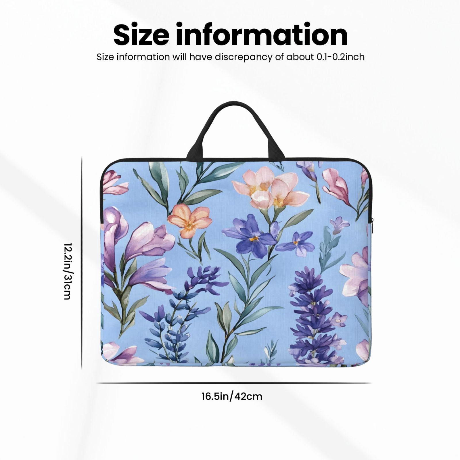 Laptop Sleeve Bag For Women Men 14inch Waterproof Durable Protective Computer Carrying Cover Handle Laptop Case Bag Flowers Lavender