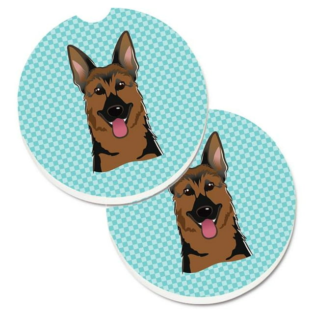 Jeu de 2 Sous-Verres Porte-Gobelets à Damier Bleu Berger Allemand