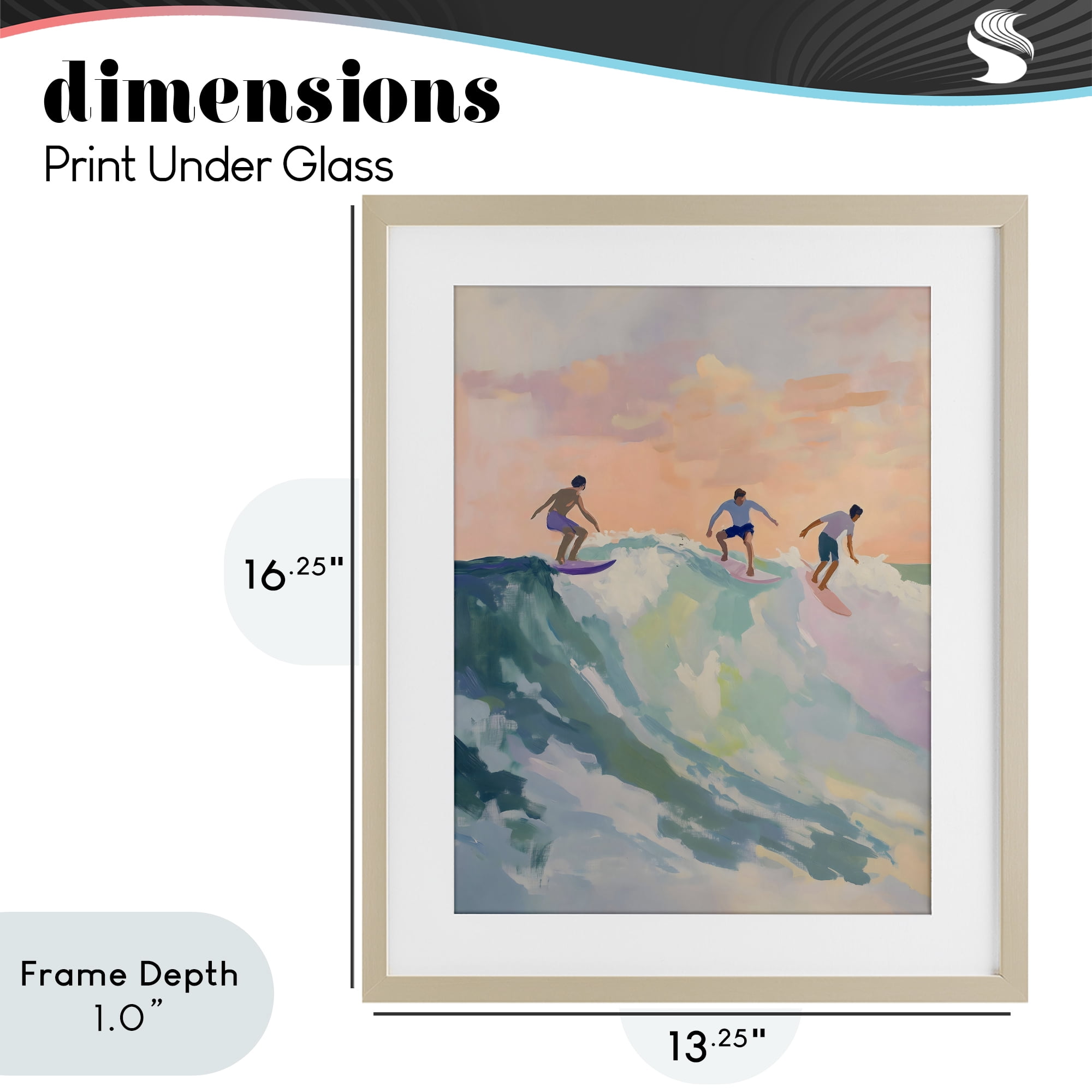 Stupell Industries Group of Surfers at Sunset Birch Framed Print Under Glass, design by The Prints Vibe