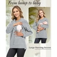 thumbnail image 3 of Long Sleeve Maternity Nursing Tops Clothes for Women Side Split Nursing Breastfeeding Sweatshirt, 3 of 5
