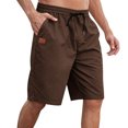 thumbnail image 2 of Nebwoak Mens Shorts Casual- Summer Elastic Waist Beach Drawstring Relaxed Fit Cotton Shorts with Pockets Brown Size M, 2 of 7