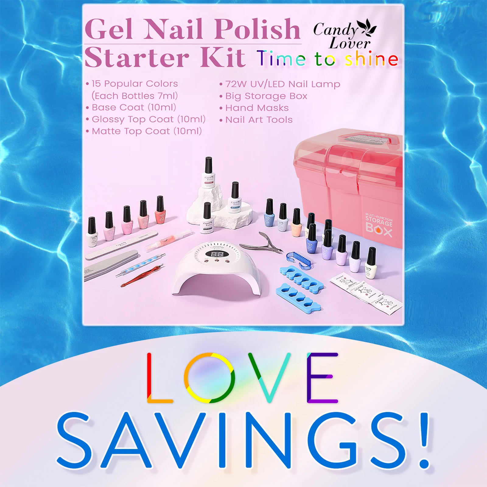 Candy Lover Gel Nail Polish Kit with 72W UV Lamp, 15 Colors photo 2