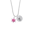 thumbnail image 2 of Delight Jewelry Hot Pink Snowflake with Hot Pink Crystal Silvertone Script Initial Disc - E - Charm Necklace, 20"+3", 2 of 4