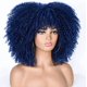 thumbnail image 3 of (Azul oscuro) Peluca rizada de mujer negra de 14", pelo negro corto, pelo extraño, peluca sintética resistente al calor, 3 of 5
