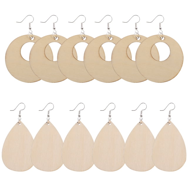 MasteelfCA 300pcs Earring Making Pendants Wooden Earring Charms Earring Hooks DIY Craft Set