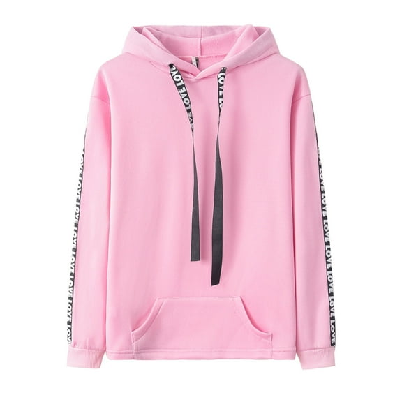 Women Plus Size Hoodies Clearance Hooded Long Sleeve Solid Plush Sweatshirt Medium Length Tops